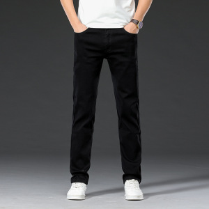 四季主推男式弹力纯黑色牛仔裤男青年韩版修身小直筒休闲运动长裤_835375