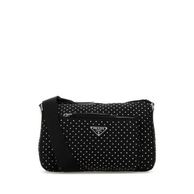 普拉达(PRADA)女士单肩包休闲百搭斜挎包防水防刮耐用银色金属点