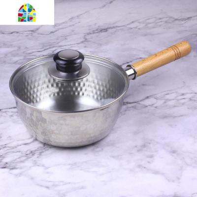 日式雪平锅不锈钢泡面锅小煮锅平底小汤锅奶锅料理锅电磁炉单柄锅 FENGHOU 18CM雪平锅(木柄带挂钩)+盖子