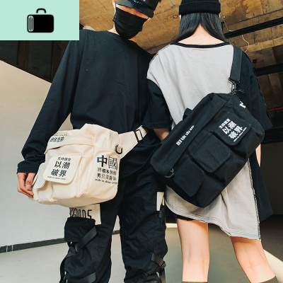 新款潮牌ins帆布包大容量斜挎包男女个性街头工装机能风单肩背包NEW LAKE