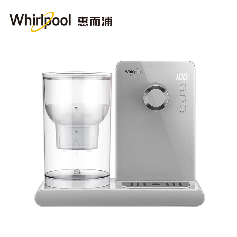 惠而浦(whirlpool)饮水机wk-ap02q-2银 台式速热家用办公室智能饮水机