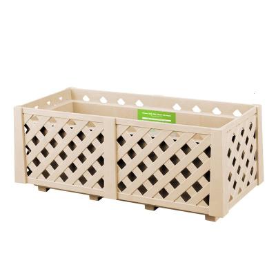 创意镂空仿木格栅栏花盆阳台长方形塑料种菜盆庭院种植花米黄花点大