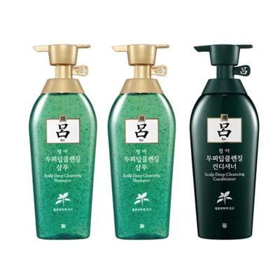 韩国RYOE/吕绿吕舒盈清润控油去屑洗发水500ML*2+护发素500ML*1洗护套装针对油腻多屑零硅油深层控油组合装