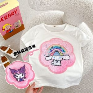 变脸T恤衣服亮片亮闪闪草莓熊变色T恤儿童夏季可爱棉清仓