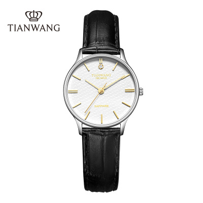 天王金标送福18K金镶钻女表休闲百搭女士手表皮带奢华石英表31331