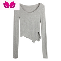 七斓小众设计感黑色针织打底衫女内搭短款上衣性感辣妹修身T恤潮