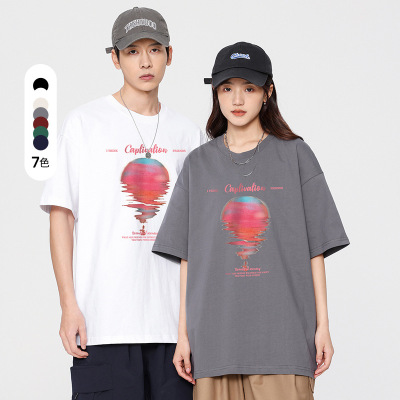 情侣纯棉T恤重磅潮牌多色短袖T恤宽松休闲百搭青少年打底衫上衣男_165