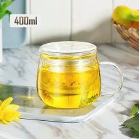 家柏饰(CORATED)飘逸杯可拆洗功夫泡茶壶家用冲茶器全过滤内胆玻璃茶壶套装茶具 400ml花茶杯