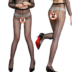 女式情趣丝袜女士后线连裤袜教师ol超薄透明透视可开档免脱性感诱惑破洞老师紧身连体衣情趣内衣制服黑色长夜漫漫成人美女性用品