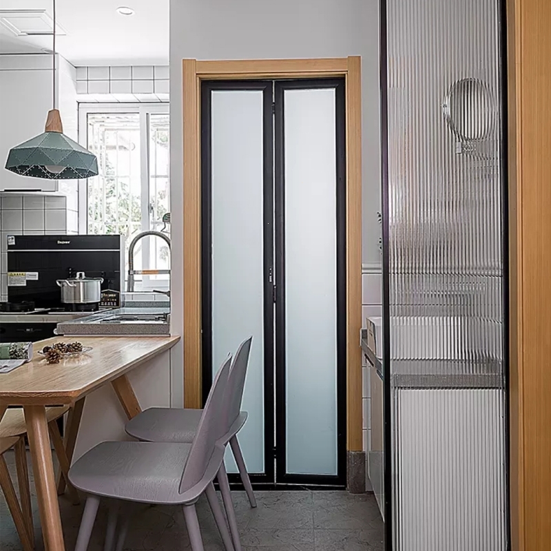 定制_简易铝合金折叠门推拉门隔断符象卫生间门开放式厨房阳台玻璃
