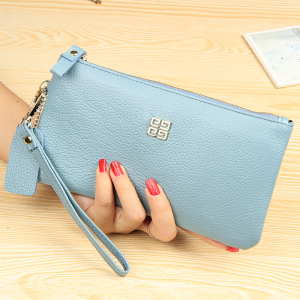 新款女式拉链欧美长款大钞位头层牛皮钱包钱夹真皮手拿包女