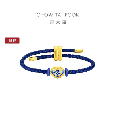 周大福新中式兰花竹子蝴蝶卷草纹青花瓷足金黄金转运珠配绳多款EOR1378-EOR1383
