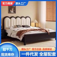 法式复古实木床现代简约1.8米双人床卧室轻奢软包床1.5米储物婚床