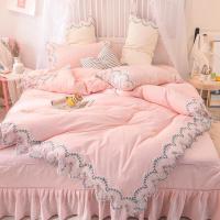 美帮汇蕾丝边床上用品四件套款少女心公主风床裙床罩被套床单三件套