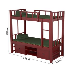 臻远 ZY-JFJJ-13 实木双人床公寓床上下铺宿舍床木质双人床含床下柜