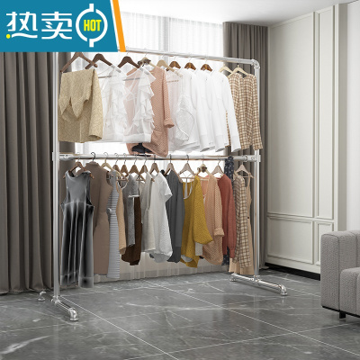 敬平镀锌管晾衣架落地双杆式阳台凉挂衣架卧室内户外晒衣晒被子架定做 上下杆长1.8米高1.6米 双层加厚