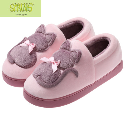 拖鞋女冬全包跟孕妇月子鞋可爱产后包脚带后跟的棉拖鞋包后跟保暖语娄