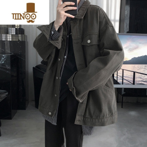 YANXU牛仔外套夹克款男士新款港风潮牌工装感宽松百搭上衣复古