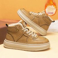 中帮男鞋秋冬款休闲高帮板鞋复古加绒工装英伦风高级感痞帅马丁靴