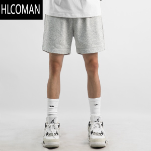 HLCOMAN夏季美式休闲灰色4分短四分裤宽松男生运动短裤过膝篮球裤子