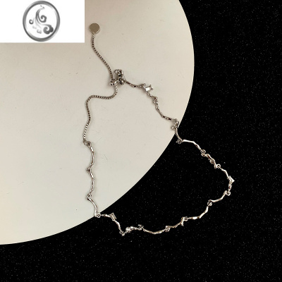 JiMi可抽拉调节ins潮不规则镶钻项链轻奢小众锁骨链个性气质短款颈链