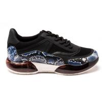 DKNY女款运动风蛇纹元素跑鞋百搭系带透气橡胶底训练鞋