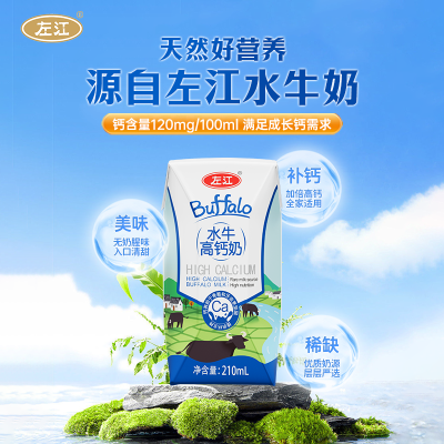 左江水牛高钙奶210ml*10盒*2箱 广西水牛奶 一瓶含252mg钙质 冰淇淋口感 营养丰富早餐奶