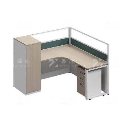 臻远ZYGW-153屏风工作卡位职员桌办公桌 L型单人位衣柜款