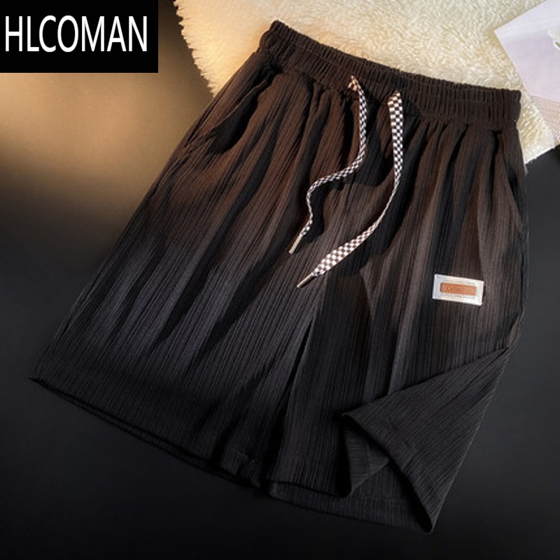 HLCOMAN冰丝短裤男夏季薄款透气宽松阔腿五分中裤显瘦运动休闲高弹男装潮