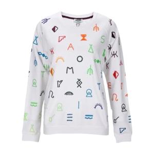 高田贤三(Kenzo)纯棉圆领长袖卫衣女童趣绣花运动百搭套头衫 白色 S