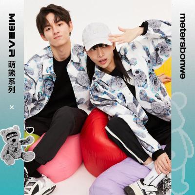 [1件3折价:129]美特斯邦威夹克男新款情侣休闲青少年满印宽松翻领外套男