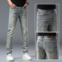 个性设计修身牛仔裤男款春夏新款高级感薄款透气百搭男装休闲弹力