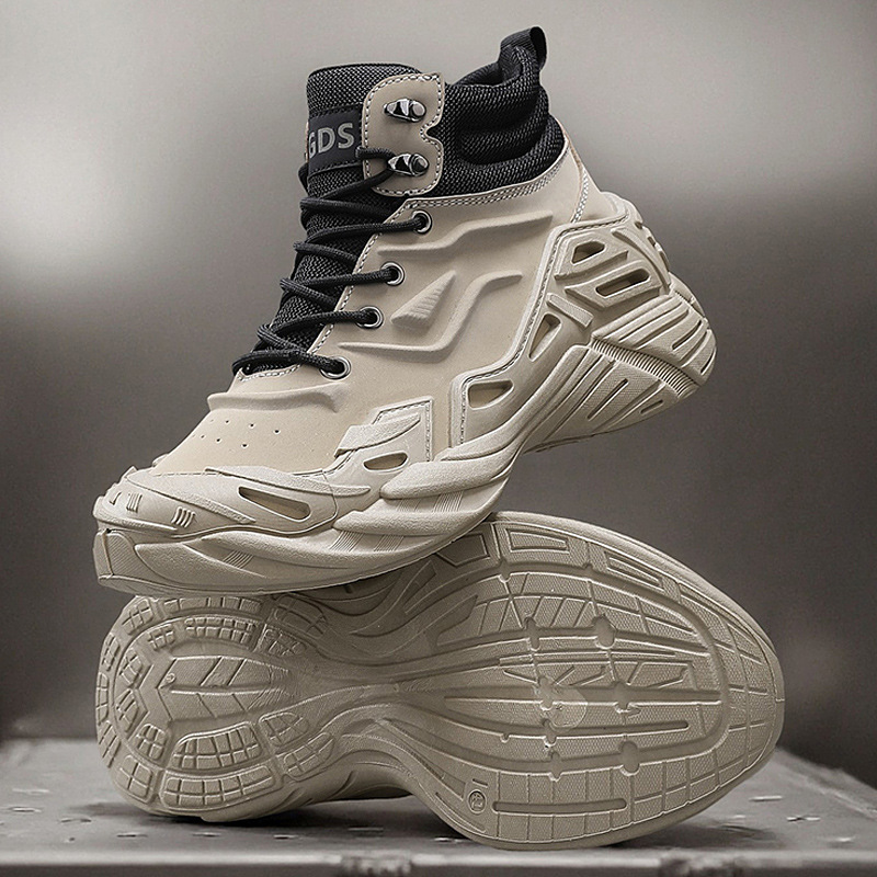 潮流工装机械风马丁靴男士包跟包头潮鞋厚底增高男鞋高帮秋冬新款