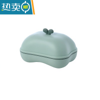 敬平[]带盖双层创意花朵肥皂盒卫生间沥水家用卡通皂托 菘绿色[]送的颜色随机