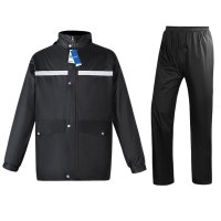 安居先森春亚纺反光加厚分体式劳保雨衣YZY-010 黑色 4XL(套)