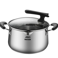 爱仕达(ASD)24厘米汤锅304不锈钢 家用燃气灶电磁炉煮锅炖锅 大容量煮粥锅小蒸锅 复底双耳汤锅 TS24L1Q