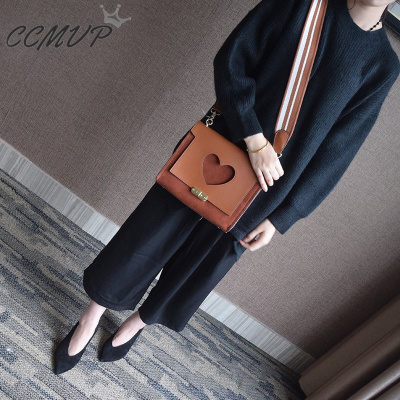 CCMVP品牌自营质量保证-CCMVP休闲品牌斜挎女撞色小方时尚韩版心形镂空小方潮单肩斜跨女