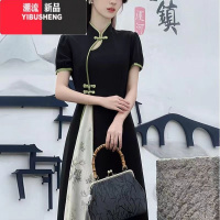 YIBUSHENG2024季新款时尚精致新中式中国风旗袍显瘦连衣裙气质修身裙子