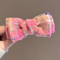彩色格纹双面蝴蝶结丸子头抓夹女后脑勺高级感2024新发夹头饰夹子送女朋友老婆情人节七夕生日礼物