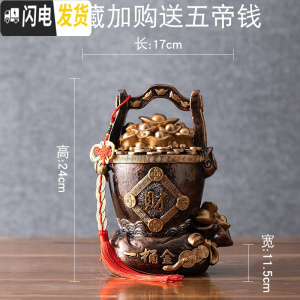 三维工匠创意个性复古存钱罐大人用家用储钱罐超大号大容量储蓄罐客厅摆件 小号一桶金存钱罐摆件古铜色可存可取