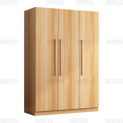 洛泰远 简约木质衣柜衣服收纳柜 浅胡桃色三门1200*500*1800mm