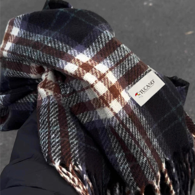 啄木鸟2025新款乌梅子酱格子围巾女冬季高级感加厚保暖情侣围脖男