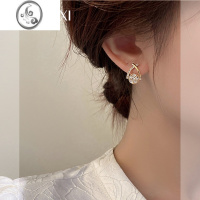 JiMi交叉锆石蚊香盘耳夹女无耳洞耳钉女高级感耳环小众设计小香风耳饰