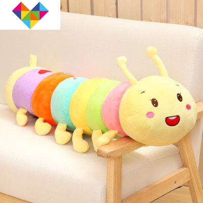 可爱毛毛虫抱枕长条毛绒玩具小公仔大号布娃娃睡觉着女孩床上玩偶御蓝锦