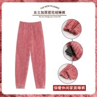 秋冬季法兰绒睡裤女加厚加绒保暖大码宽松长裤珊瑚绒家居裤暖暖裤