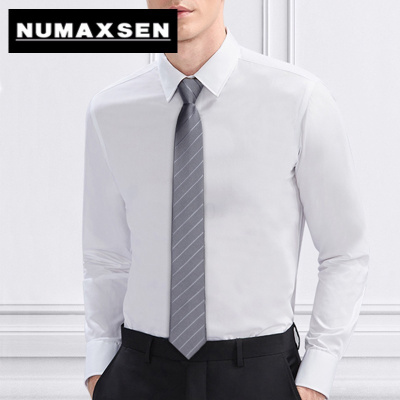 纽曼森(numaxsen)男士领带高端正装拉链式商务灰色条纹休闲职业西装免