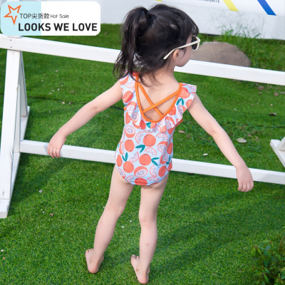 七色王国女童泳衣2021新款儿童连体泳装泡温泉韩国洋气可爱公主小童游泳衣