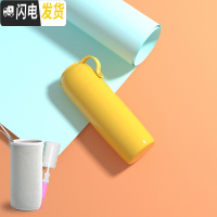 三维工匠保温杯女男学生便携简约大容量水杯刻字情侣带盖可喝水杯子 郁金黄