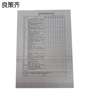 良策齐深度保洁整备质量考核表265x190mm本