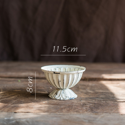 美帮汇古典高脚杯花器 青苔锈色花柱花瓶花盆复古怀旧铁艺欧式 D